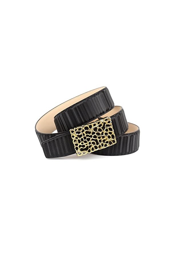 Anthoni Crown Ceinture en Cuir, Noir, 95 cm Femme