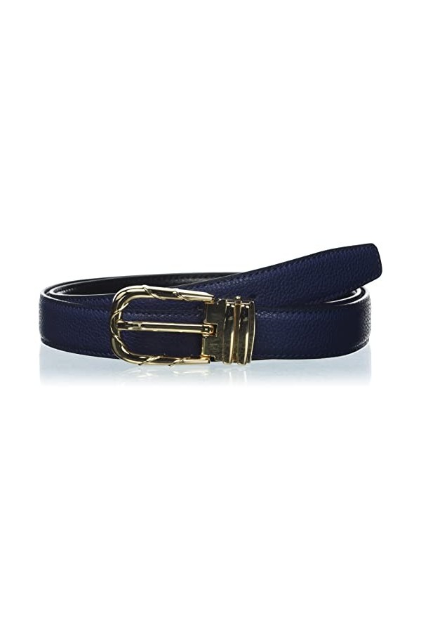 Anthoni Crown Ceinture en Cuir, Noir/Bleu, 95 cm Femme
