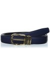 Anthoni Crown Ceinture en Cuir, Noir/Bleu, 95 cm Femme