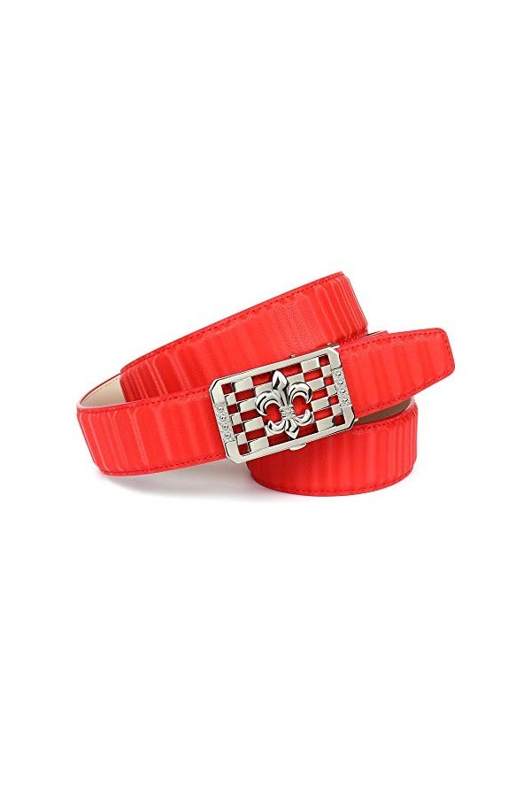 Anthoni Crown Ledergürtel Ceinture, Rot, 85 Femme