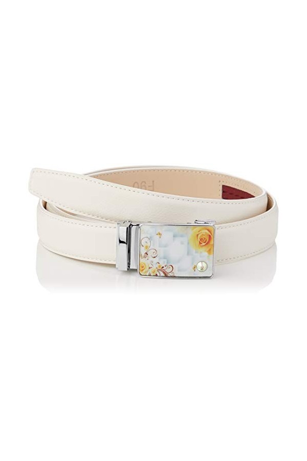 Anthoni Crown Ledergürtel Ceinture, Weiß, 105 Femme