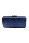 Sac de soirée rectangulaire avec strass et strass pour femme, bleu marine, One Size