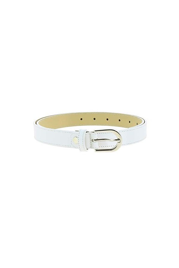 FASHIONGEN - Ceinture pour femme en Cuir Italien, LUNA, Fabriqué en France - Blanc, 95