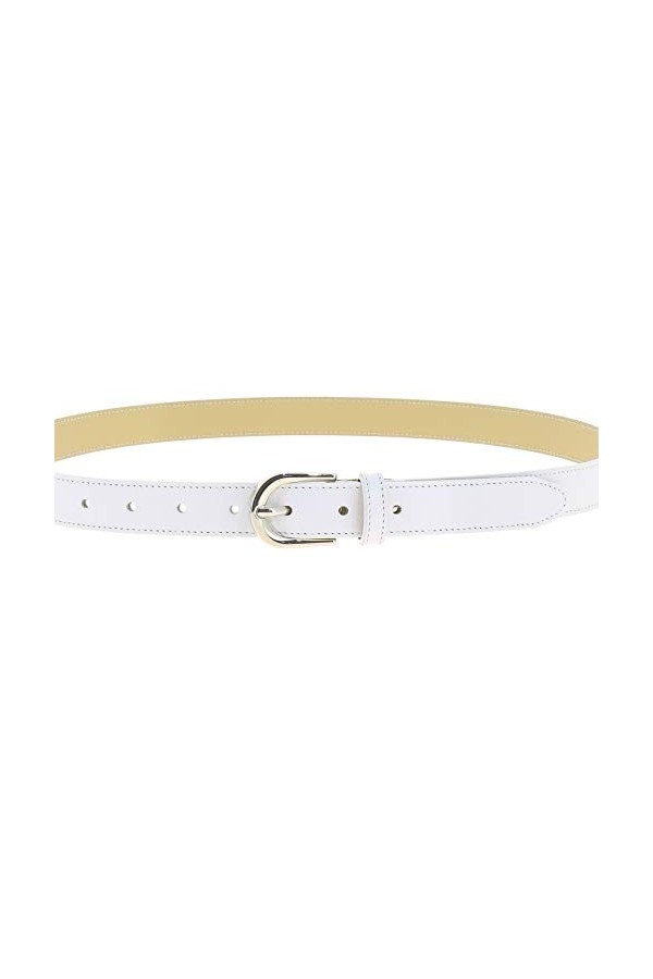 FASHIONGEN - Ceinture pour femme en Cuir Italien, LUNA, Fabriqué en France - Blanc, 95