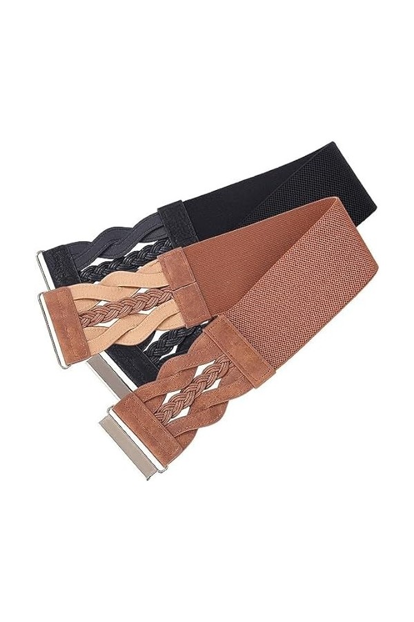 GRACE KARIN Ceinture élastique large pour femmes Ceintures pour robes, Noir/marron, L