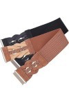 GRACE KARIN Ceinture élastique large pour femmes Ceintures pour robes, Noir/marron, L