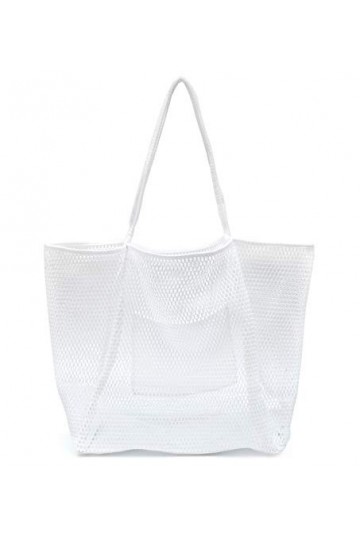 Hoxis Mesh Beach Tote Sac à main pour femme Blanc