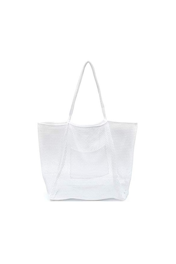 Hoxis Mesh Beach Tote Sac à main pour femme Blanc