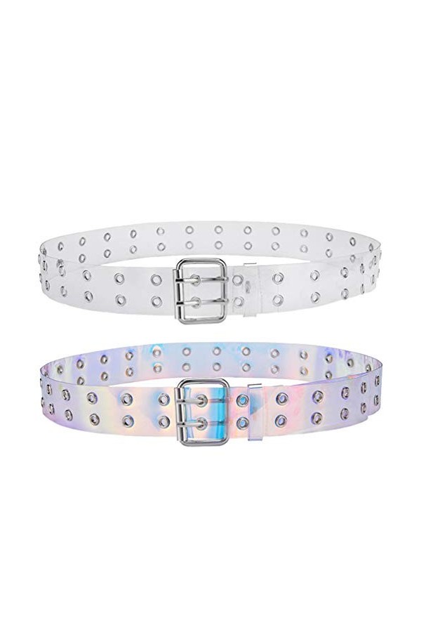 TENDYCOCO Ceinture double Holographique en jeans pour femme et fille - -