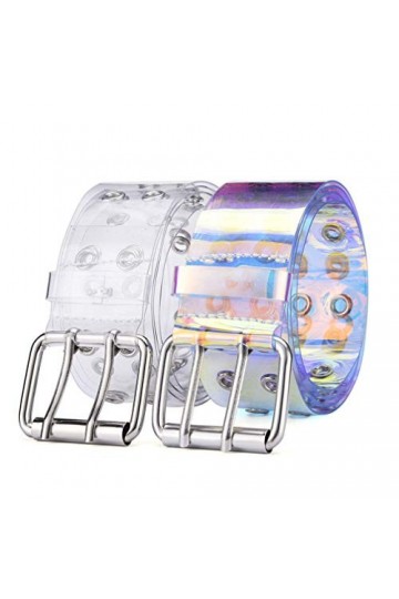 TENDYCOCO Ceinture double Holographique en jeans pour femme et fille - -
