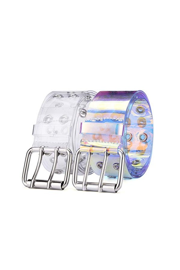 TENDYCOCO Ceinture double Holographique en jeans pour femme et fille - -