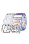 TENDYCOCO Ceinture double Holographique en jeans pour femme et fille - -
