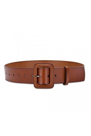 LumiSyne Femme Large Ceinture En Cuir Couleur Unie Classique Grande Boucle Carrée Ceinture Taille Dame Vintage Ceinture Cinch