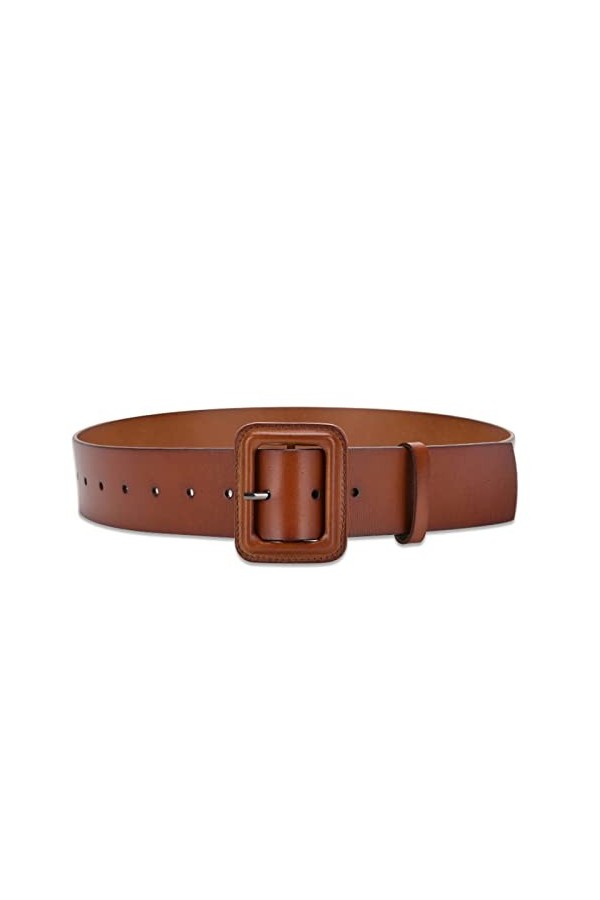 LumiSyne Femme Large Ceinture En Cuir Couleur Unie Classique Grande Boucle Carrée Ceinture Taille Dame Vintage Ceinture Cinch