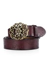 DORRISO Mode Femme Cuir véritable Ceinture Cuir Boucle Dorée Ceintur Fait,110cm,Marron