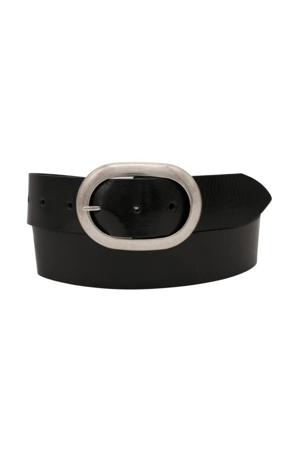 AnnaMatoni Ceinture en cuir véritable pour femme avec boucle ovale 4 cm de large, Bleu 490, TW115