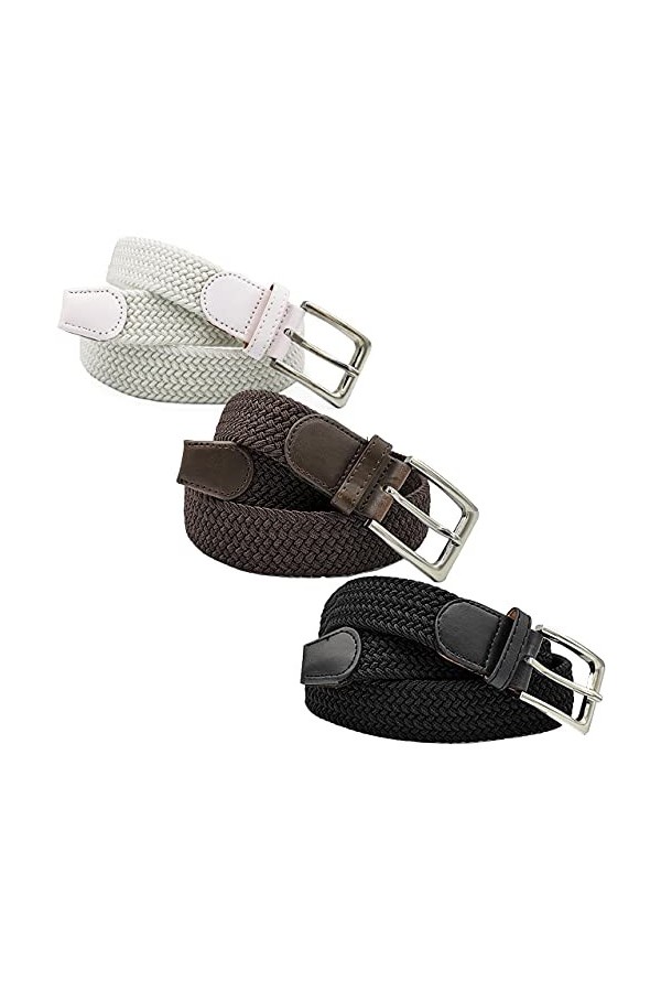 Gloop Ceinture élastique unisexe en tissu tressé - Ceinture extensible - Pour homme et femme - BE201701 - Multicolore - 110 c