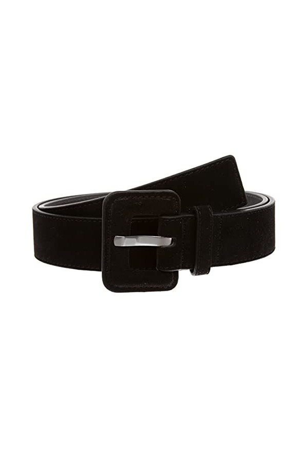 Ceinture en daim à bords cousus de 3,8 cm, Noir , M-L