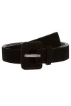 Ceinture en daim à bords cousus de 3,8 cm, Noir , M-L