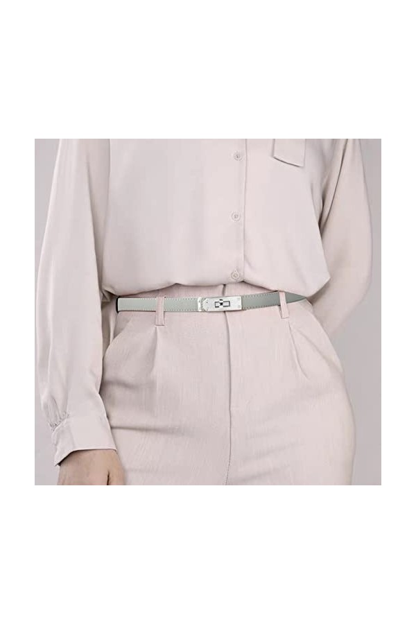 LumiSyne Femme Ceinture En Cuir Fine Couleur Unie Classique Fermoir Tourniquet En Alliage Femme Ceintures En Cuir Réglable Ce