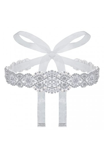 Geyoga Ceinture en Strass Mariée avec Organza Blanc 8,5 Pieds au Total Style Charmant 
