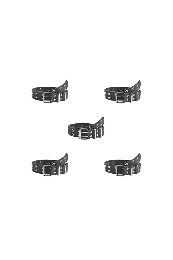 Ceinture punk à double œillet pour femme - Blanc - 110 x 3,3 cm, Lot de 5 noir, 110 x 3,3 cm , 110 x 3.3 cm