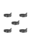 Ceinture punk à double œillet pour femme - Blanc - 110 x 3,3 cm, Lot de 5 noir, 110 x 3,3 cm , 110 x 3.3 cm