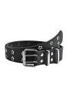 Ceinture punk à double œillet pour femme - Blanc - 110 x 3,3 cm, Lot de 5 noir, 110 x 3,3 cm , 110 x 3.3 cm