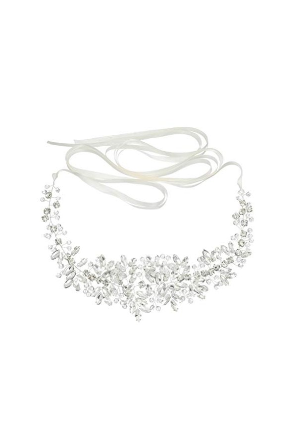 Amosfun Ceinture de mariée avec strass Robe de demoiselle dhonneur Ceinture de mariée en cristal Accessoires Applique pour r