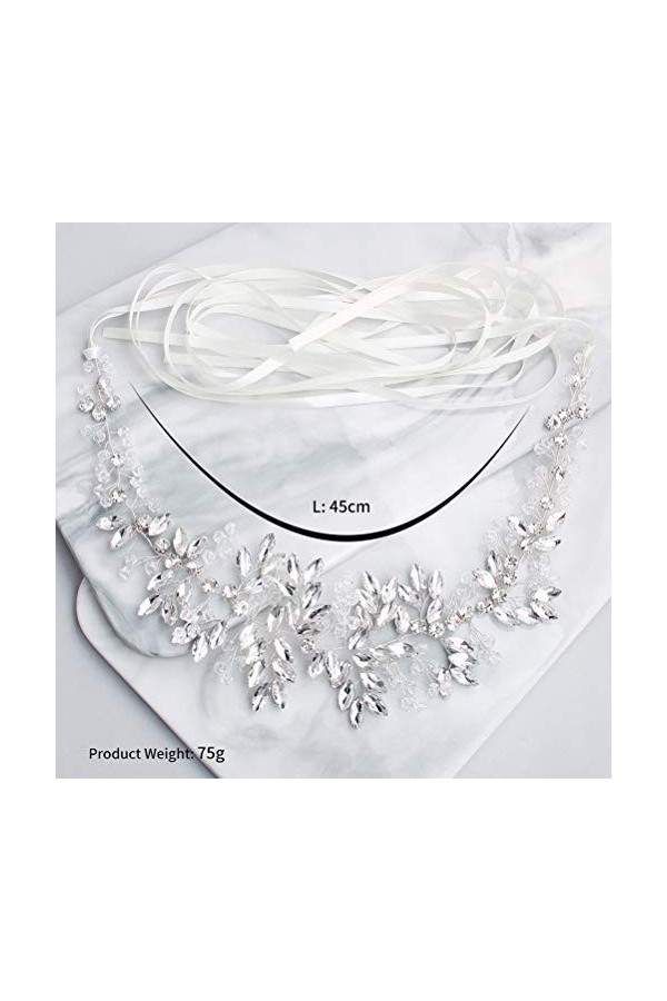 Amosfun Ceinture de mariée avec strass Robe de demoiselle dhonneur Ceinture de mariée en cristal Accessoires Applique pour r