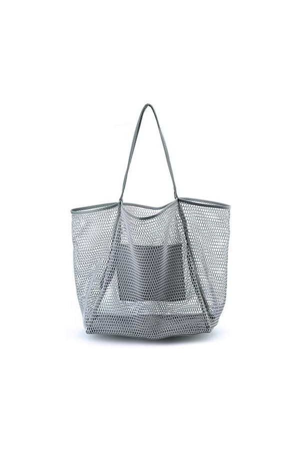 Hoxis Mesh Beach Tote Sac à main pour femme Blanc