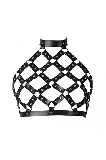 BANSSGOTH Ceinture harnais punk pour femme en cuir PU réglable Crop Tops Body Cade Edc Strap Festival Rave Costume, Noir , ta