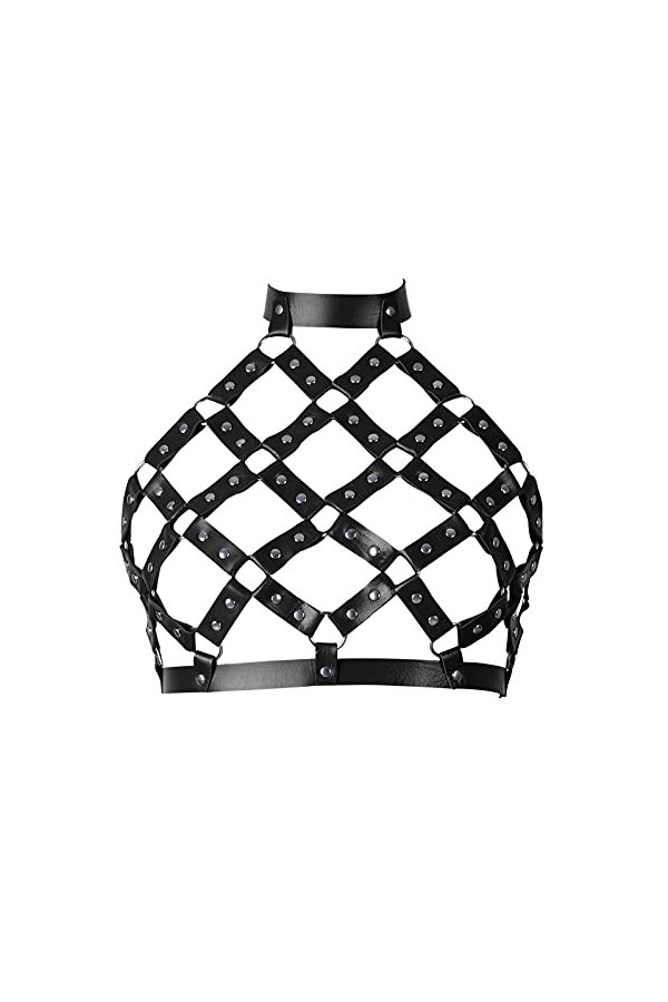 BANSSGOTH Ceinture harnais punk pour femme en cuir PU réglable Crop Tops Body Cade Edc Strap Festival Rave Costume, Noir , ta
