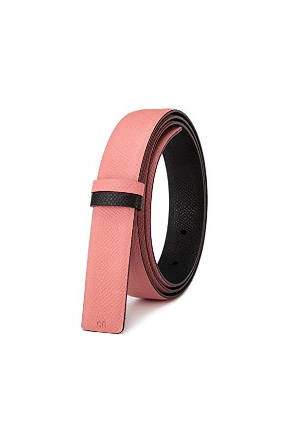 Vatees Sangle de ceinture de remplacement en cuir véritable réversible pour femmes sans boucle 25mm de large 100cm longue Ro