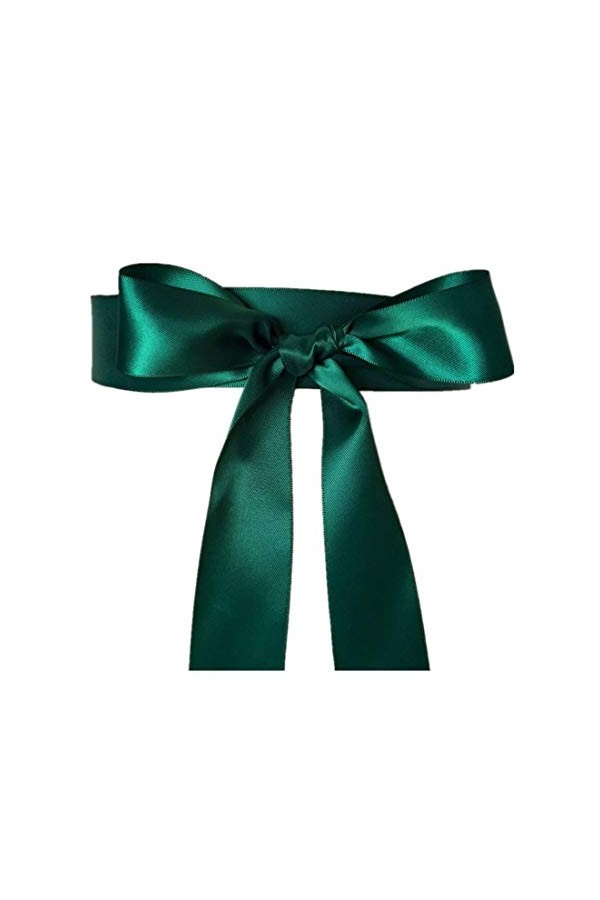 Ceinture de mariée simple et classique en ruban de soie pour robe vert 