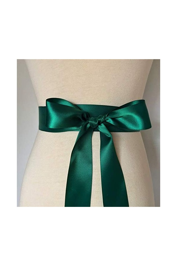 Ceinture de mariée simple et classique en ruban de soie pour robe vert 