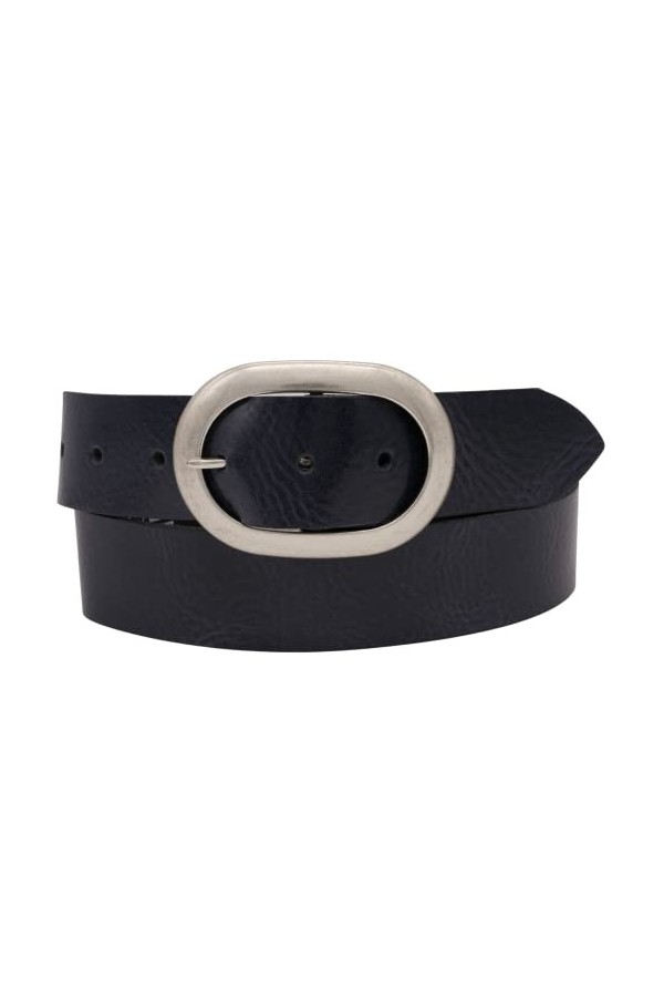 AnnaMatoni Ceinture en cuir véritable pour femme avec boucle ovale 4 cm de large, Bleu 490, TW110