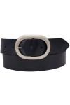 AnnaMatoni Ceinture en cuir véritable pour femme avec boucle ovale 4 cm de large, Bleu 490, TW110
