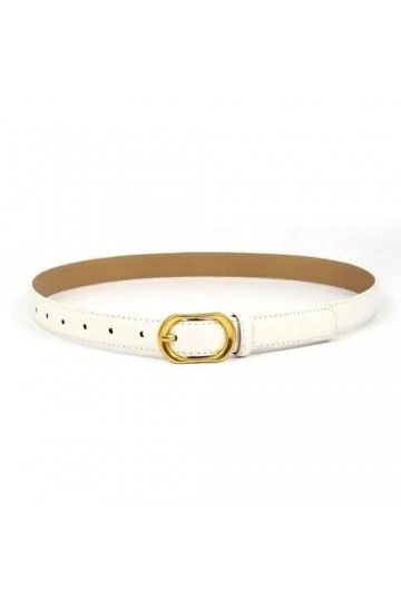 Ceintures en cuir noir CR pour femme, 2,5 cm de largeur pour femme, ceinture noire avec boucle dorée pour pantalon, blanc, La