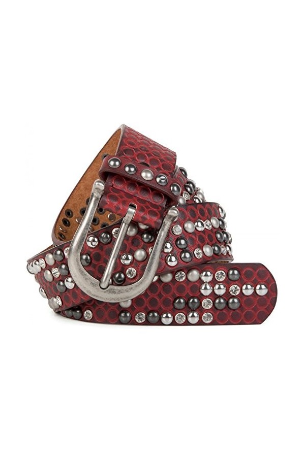 styleBREAKER Ceinture style vintage avec ronds embossés, strass et rivets à tête ronde, longueur ajustable, femmes 03010058, 