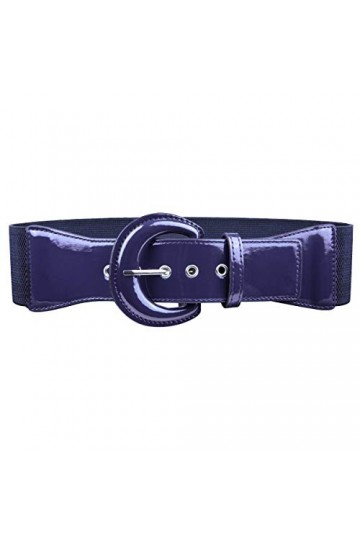 KYEYGWO Ceinture élastique large pour femme avec boucle en D - Bleu - Taille Unique