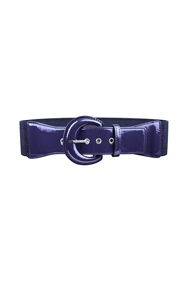 KYEYGWO Ceinture élastique large pour femme avec boucle en D - Bleu - Taille Unique
