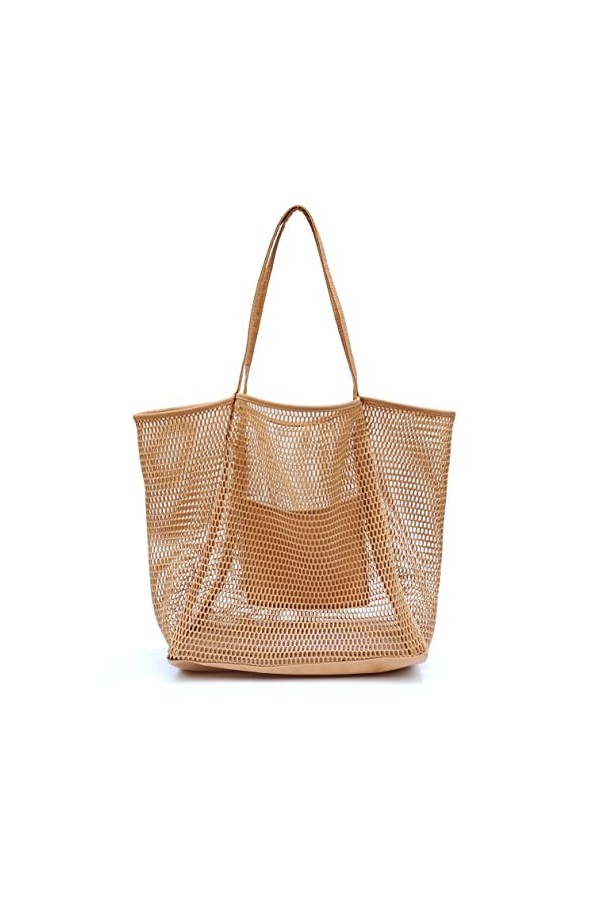 Hoxis Mesh Beach Tote Sac à main pour femme Blanc