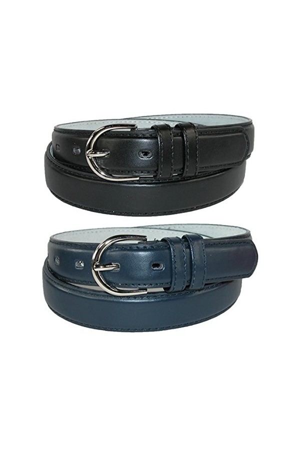CTM Ceinture en cuir pour femme 2 couleurs 1 1/8" - Bleu - Medium