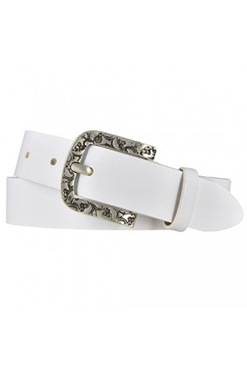 Mytem-Gear Ceinture en cuir pour femme 3 cm, Blanc., 110 cm