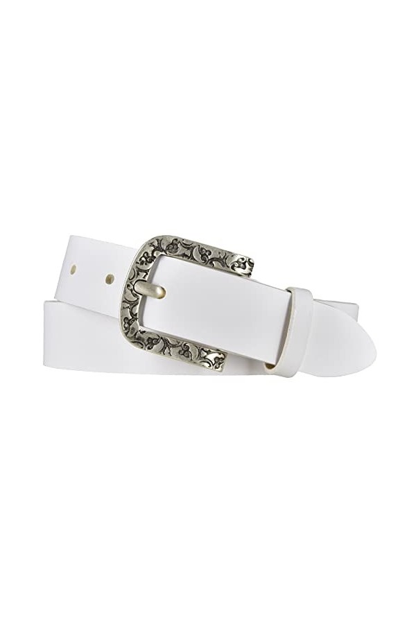 Mytem-Gear Ceinture en cuir pour femme 3 cm, Blanc., 110 cm