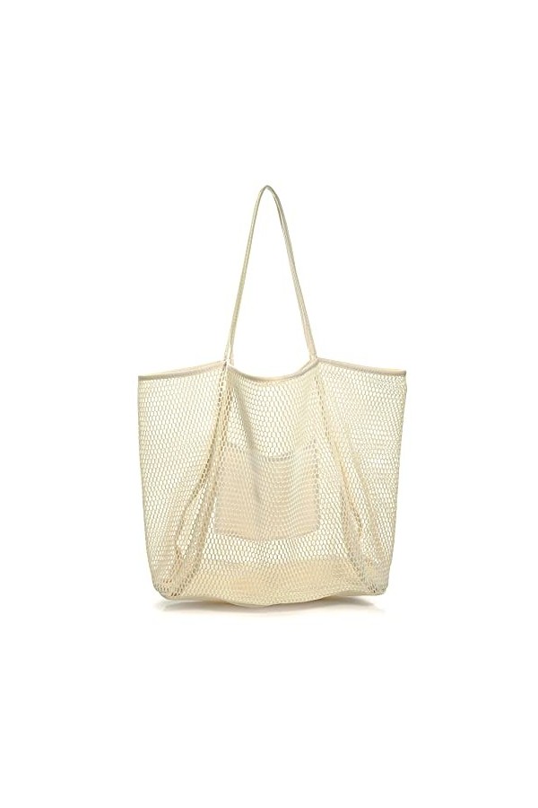 Hoxis Mesh Beach Tote Sac à main pour femme Blanc