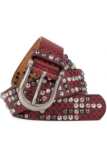 styleBREAKER Ceinture style vintage avec ronds embossés, strass et rivets à tête ronde, longueur ajustable, femmes 03010058, 