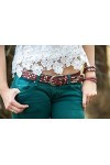 styleBREAKER Ceinture style vintage avec ronds embossés, strass et rivets à tête ronde, longueur ajustable, femmes 03010058,