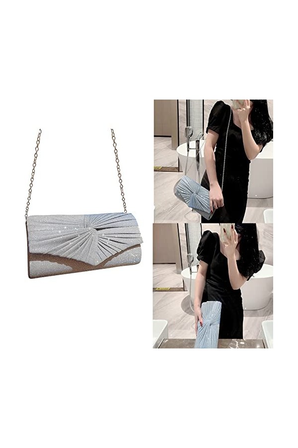 NAIXUE Sac à main à paillettes pour femme - Sac de soirée formel - Sac à bandoulière élégant pour fête, banquet, mariage